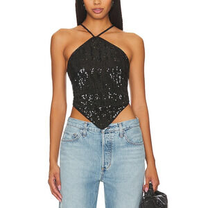 Camila Coelho 'Samantha' Black Sequin Embellished Top Size M